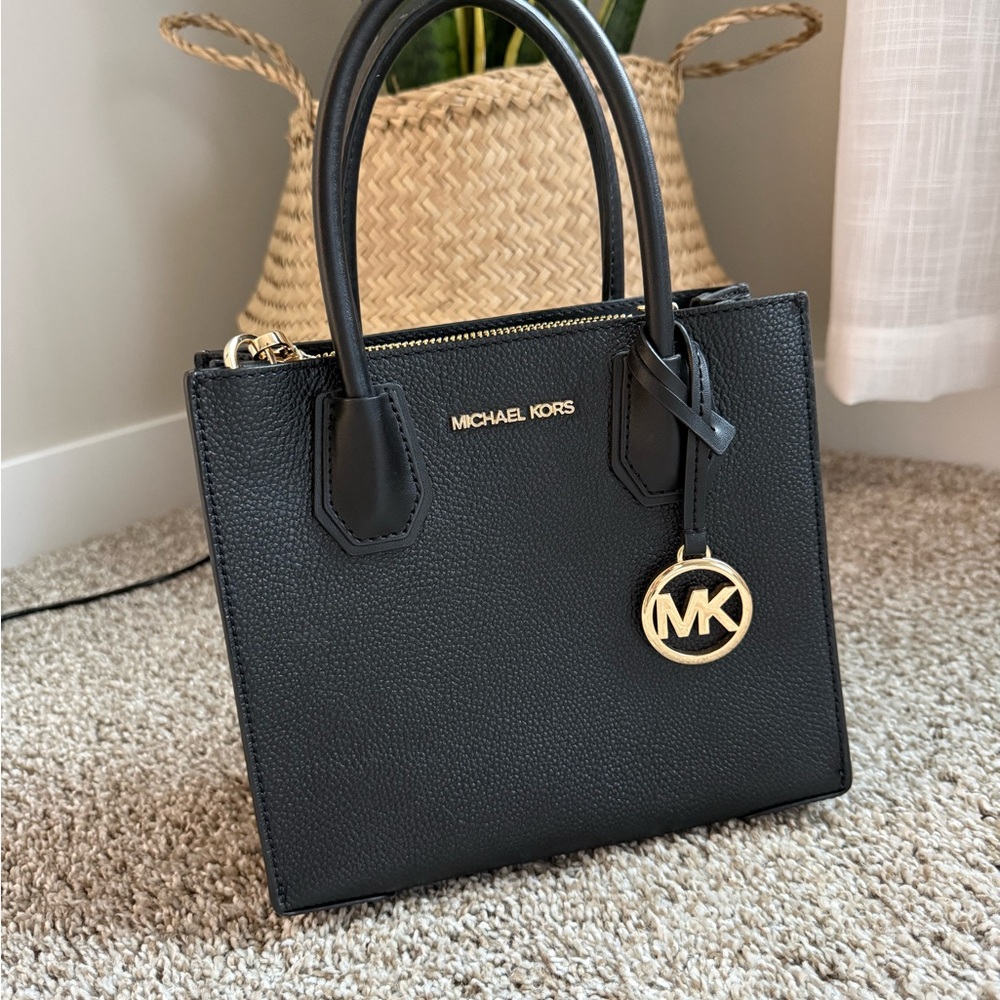 Michael Kors Black Satchel with Gold Accents